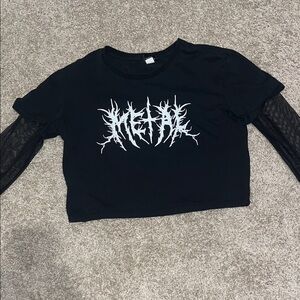 Hot Topic Black Long Sleeve Tee with White Graphic